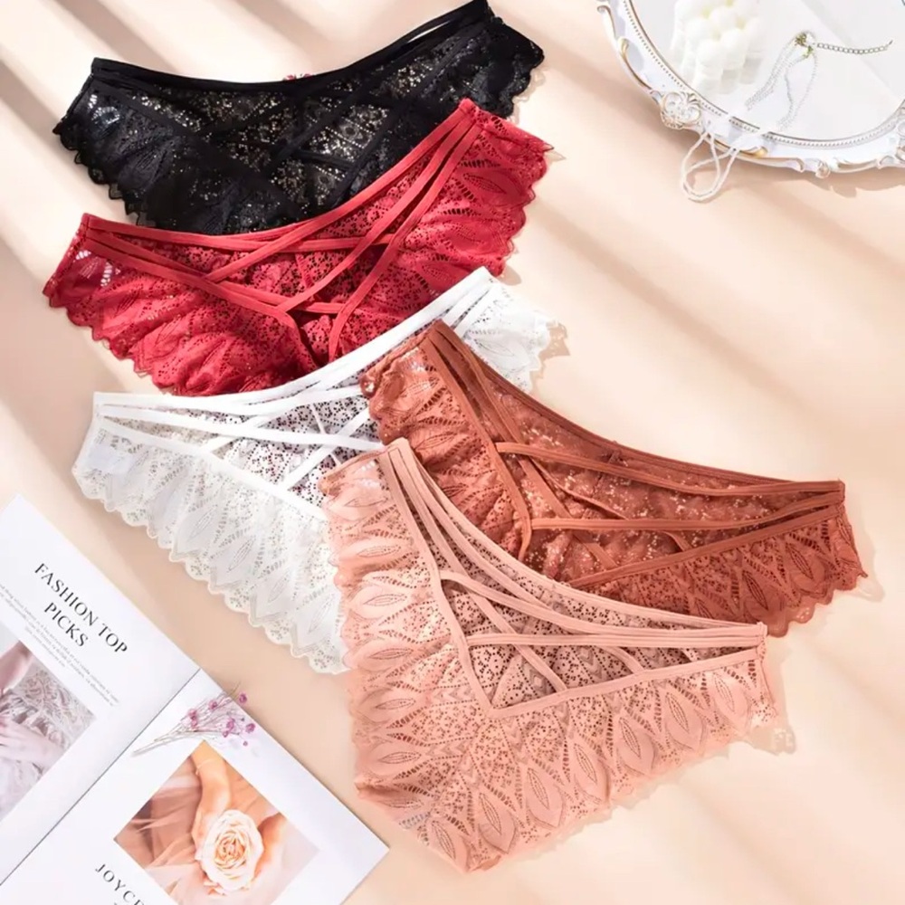 2 Pc High Waist Lace Hollow Out Panties